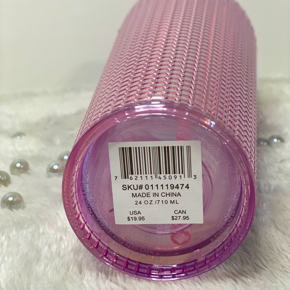 Starbucks NEW Pink Grid Cold Cup (24oz) - Picture 8 of 12